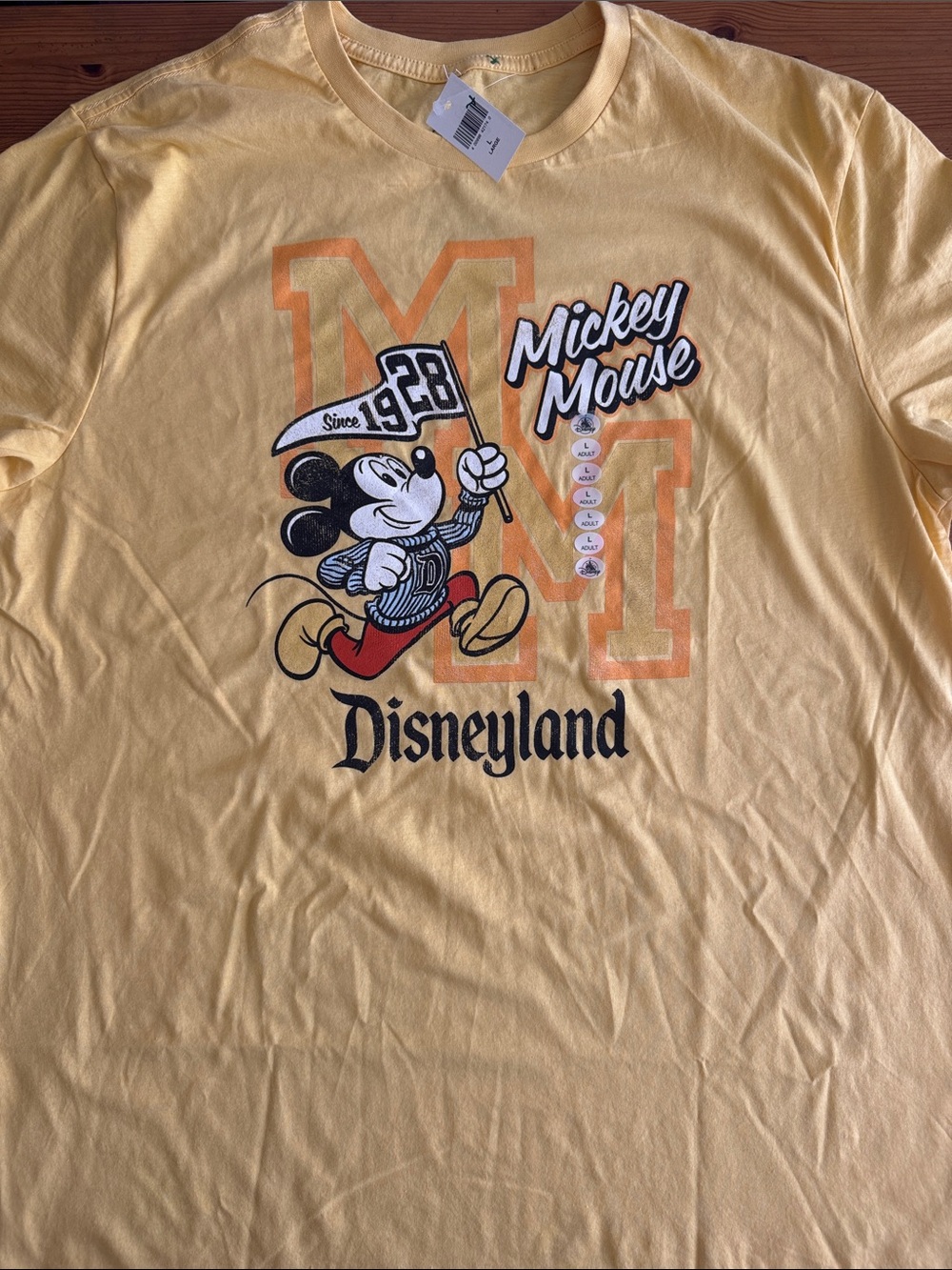 Disney Yellow Mickey Mouse Disneyland Resort Graphic Tee Shirt